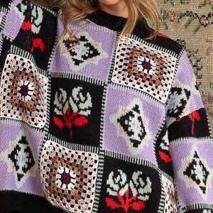 NEW POL CROCHET GRANNY SQUARE SWEATER
